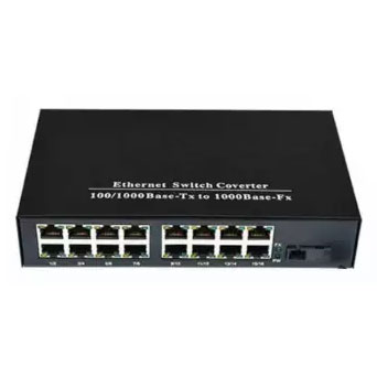 10/100/1000M 1 Fiber Port 16 RJ45 Media Converter