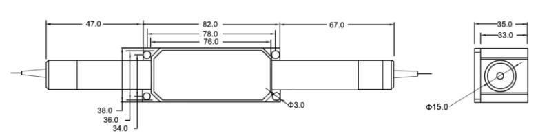 Package Dimensions of High Power Fiber Optic Isolator